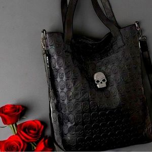 🆕 Gothic Punk Skull Large Shoulder Bag Tote for Women💀